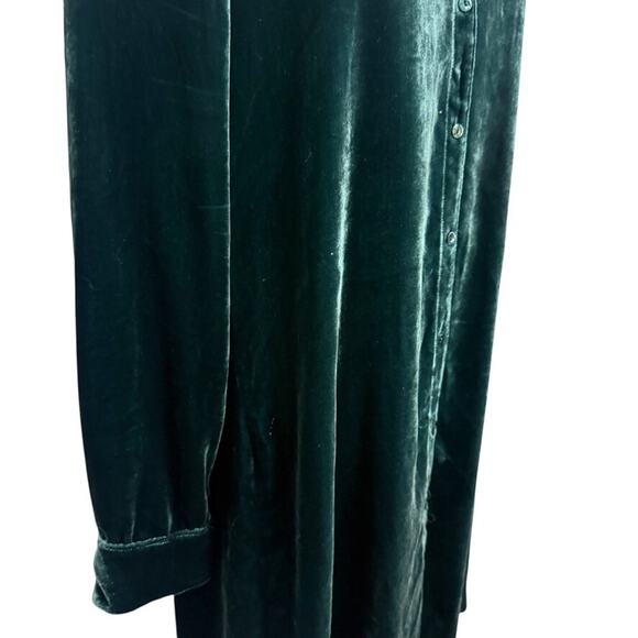 Eileen Fisher Velvet Long Sleeve Button Up Silk Blend Shirt Style Dress sz M - Picture 3 of 16